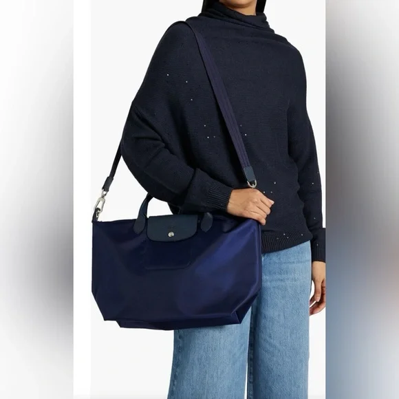 LONGCHAMP Le Pliage leather-trimmed shell tote NWOT - Picture 2 of 16